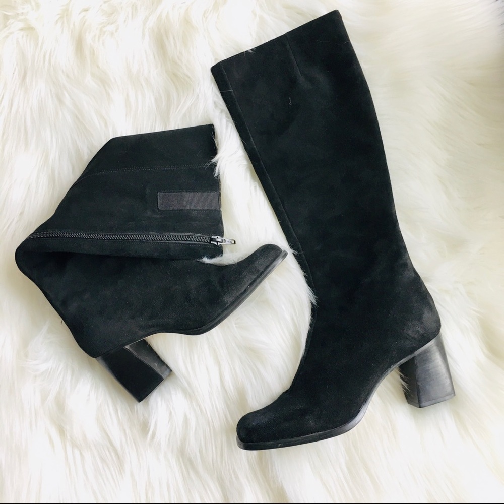 Nine West Suede Blouse Heel Knee High Boots